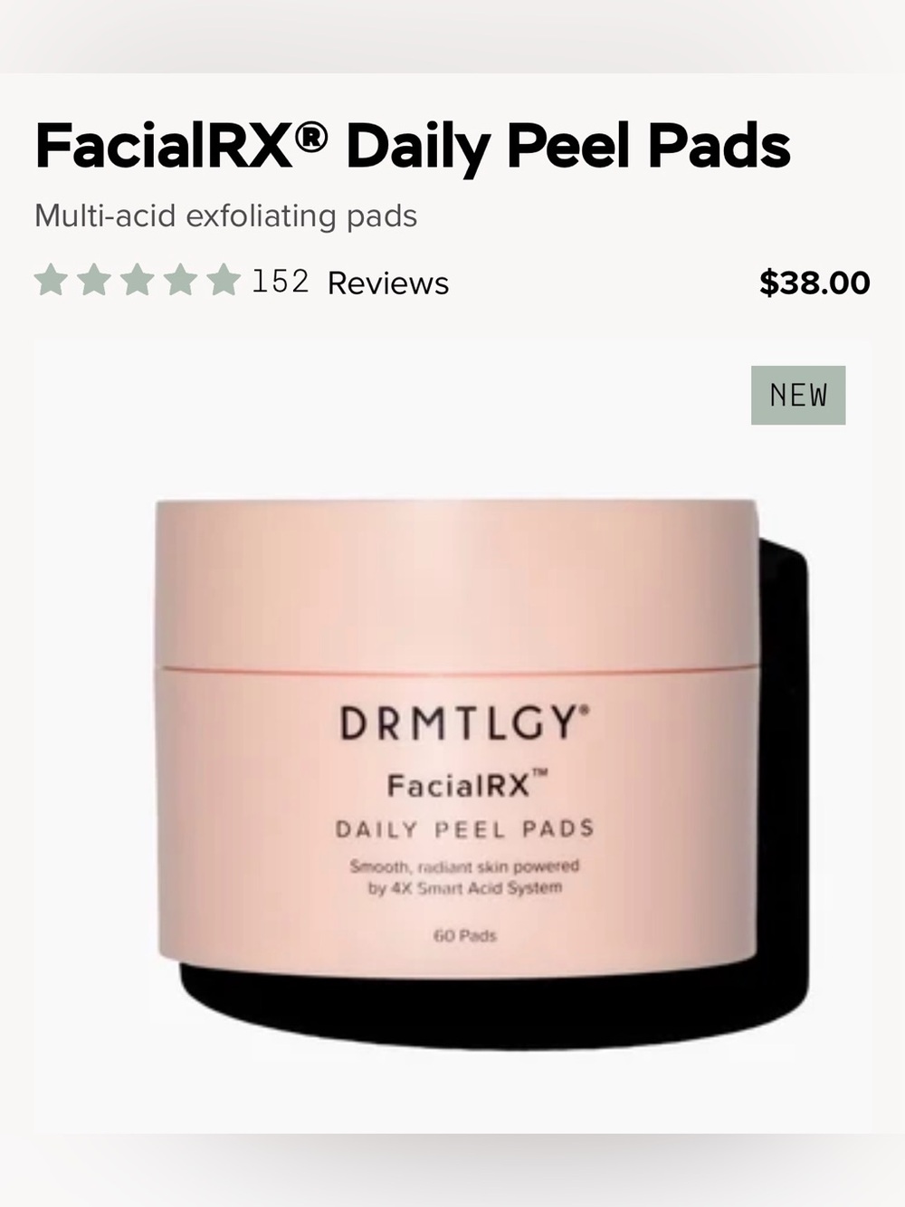 DRMTLGY FacialRX Daily Peel Pads — Pink Exfoliating Pads